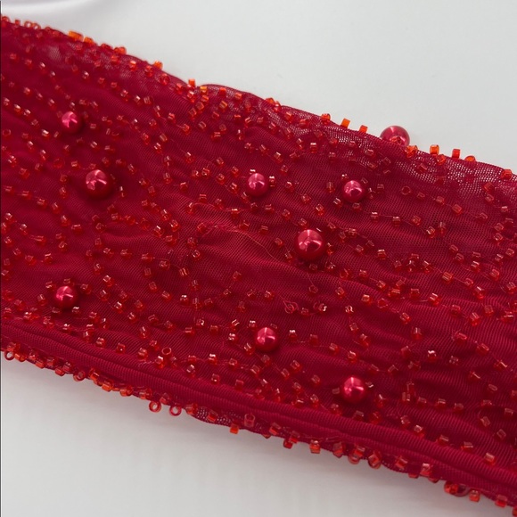 Princess Polly St. Germaine Red Bodycon Dress beaded sheer sleeve - Picture 8 of 8